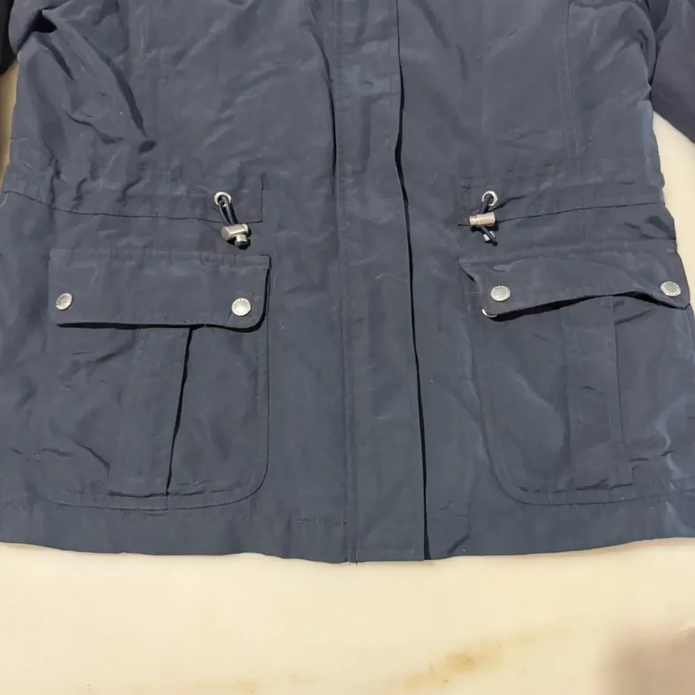 Lands' End Girls S 6-8 Navy Hooded Basic Utility Field Waterproof Jacket Mesh
